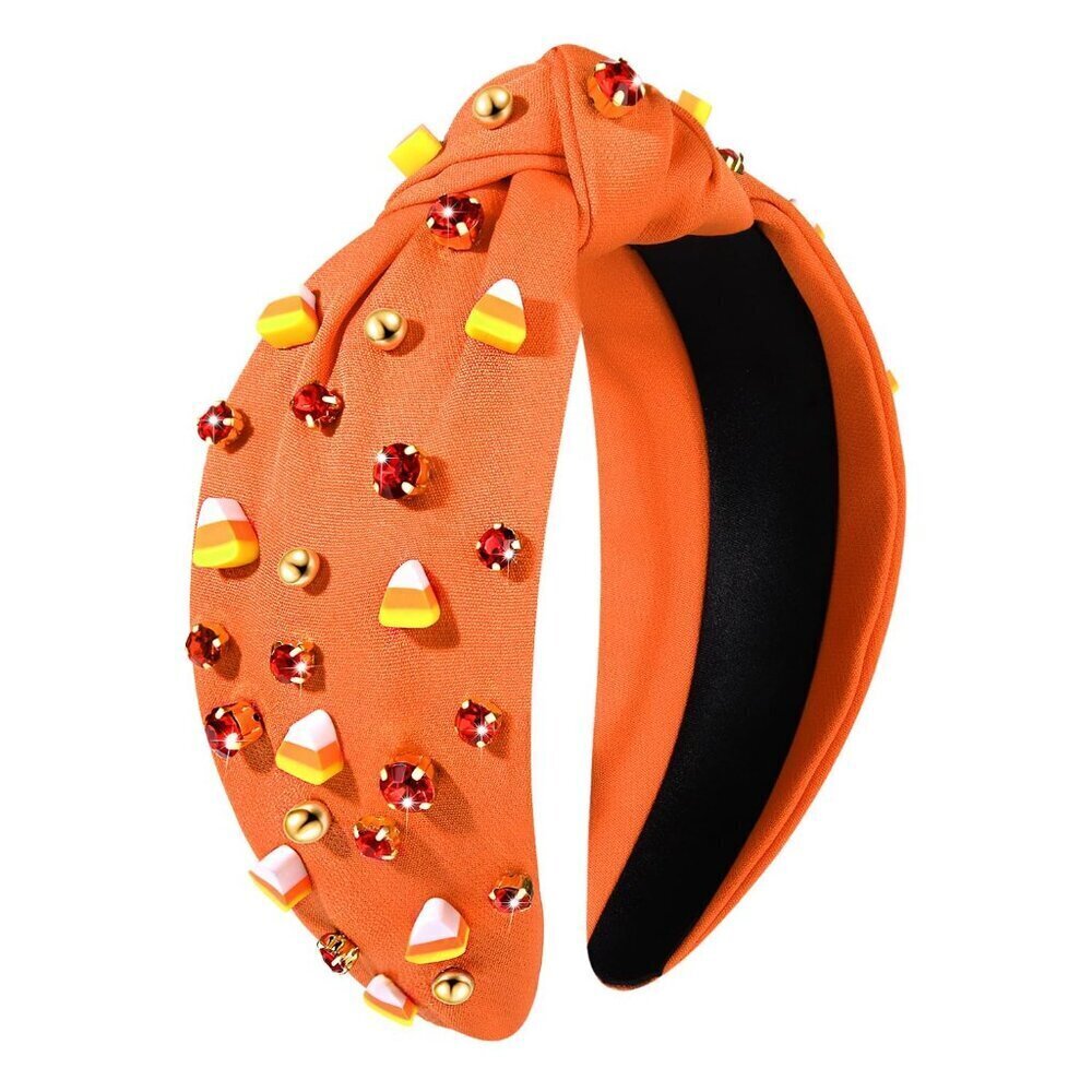 Halloween Headbands Women Beaded Boo Rhinestones Top Knot Costume Accessory